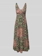 Midi-jurk met V-hals in all-over look