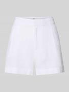 Korte regular fit linnen broek met bandplooien