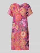 Knielange linnen jurk met ronde hals, model 'La44ra'