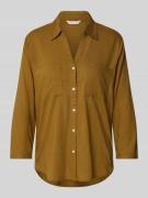 Regular fit blouse met lange mouwen van een mix van linnen en viscose