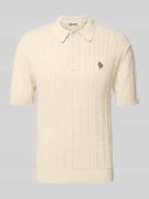 Slim fit poloshirt met kabelpatroon