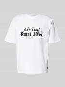 T-shirt met geribde ronde hals