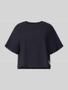 T-shirt met geribde ronde hals