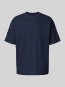 T-shirt met geribde ronde hals