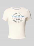 Slim fit T-shirt van ribstof