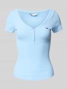 Slim fit T-shirt gebreid met wafelpatroon