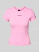 Slim fit T-shirt van ribstof