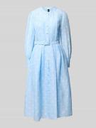 Midi-jurk van een mix van linnen en zijde met riem