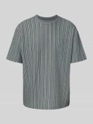 T-shirt met geribde ronde hals