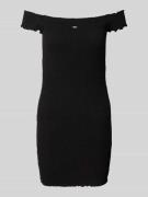Slim fit bodycon-mini-jurk met carmenhals