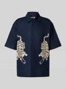 Regular fit linnen overhemd met motiefstitching, model 'Wang'
