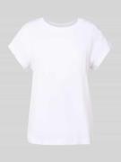 T-shirt met geribde ronde hals