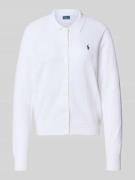 Cardigan met platte kraag en logostitching