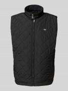 Bodywarmer met opstaande kraag en labelstitching