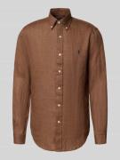 Regular fit linnen overhemd met button-downkraag