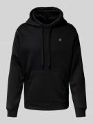 Hoodie met labelstitching en kangoeroezak
