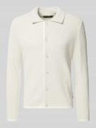 Regular fit gebreid jack van gestructureerde katoenmix