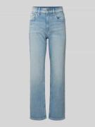 Straight fit high waist jeans met labeldetail