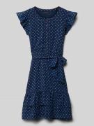 Jurk met knoopsluiting en strikceintuur