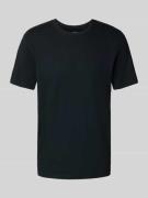 T-shirt met geribde ronde hals