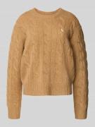 Gebreide pullover van een mix van katoen en kasjmier met kabelpatroon