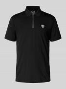 Regular fit poloshirt met ritssluiting en labelpatch