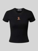 T-shirt met motiefstitching en ronde hals