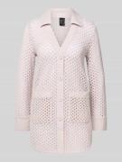 Gebreid jack van scheerwol met platte kraag en V-hals