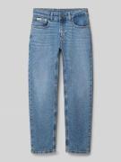 Straight fit jeans met labeldetail