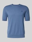 Gebreid shirt met ronde hals en labelstitching