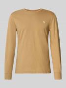 Regular fit shirt met lange mouwen en logostitching, model 'Jersey'