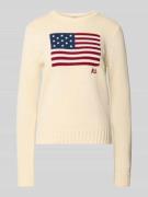 Gebreide pullover met motiefstitching