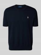 Gebreid shirt met ronde hals en labelstitching