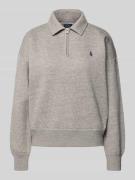 Sweatshirt met polokraag en labelstitching