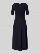 Midi-jurk van viscosemix met ronde hals