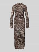 Slim fit midi-jurk van elastische mesh-crêpe