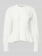 Slim fit overhemdblouse met ballonmouwen, model 'Mocca'