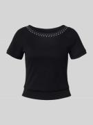 T-shirt met studs en ronde hals