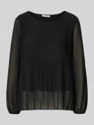 Blouse met lange mouwen met plissévouwen en ronde hals