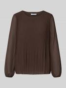 Blouse met lange mouwen met plissévouwen en ronde hals