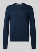 Regular fit shirt met lange mouwen en logostitching, model 'Droz'