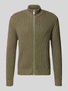 Regular fit gebreid jack van geribd katoen, model 'SRITON'