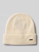 Gebreide muts van kasjmier met labeldetail, model 'FENOL'