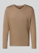 Regular fit shirt met lange mouwen en V-hals