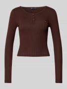 Henley-shirt met lange mouwen met ribstructuur