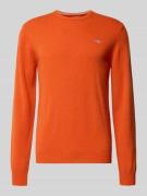 Gebreide pullover van zuivere lamswol met ribboorden