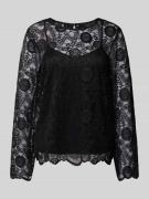 Regular fit blouse met lange mouwen van kant, model 'OLLINE'