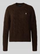Gebreide pullover met kabelpatroon en ronde hals
