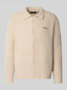 Gebreid jack met platte kraag en labelstitching