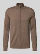 Gebreid jack van scheerwol met opstaande kraag, model 'Davis'